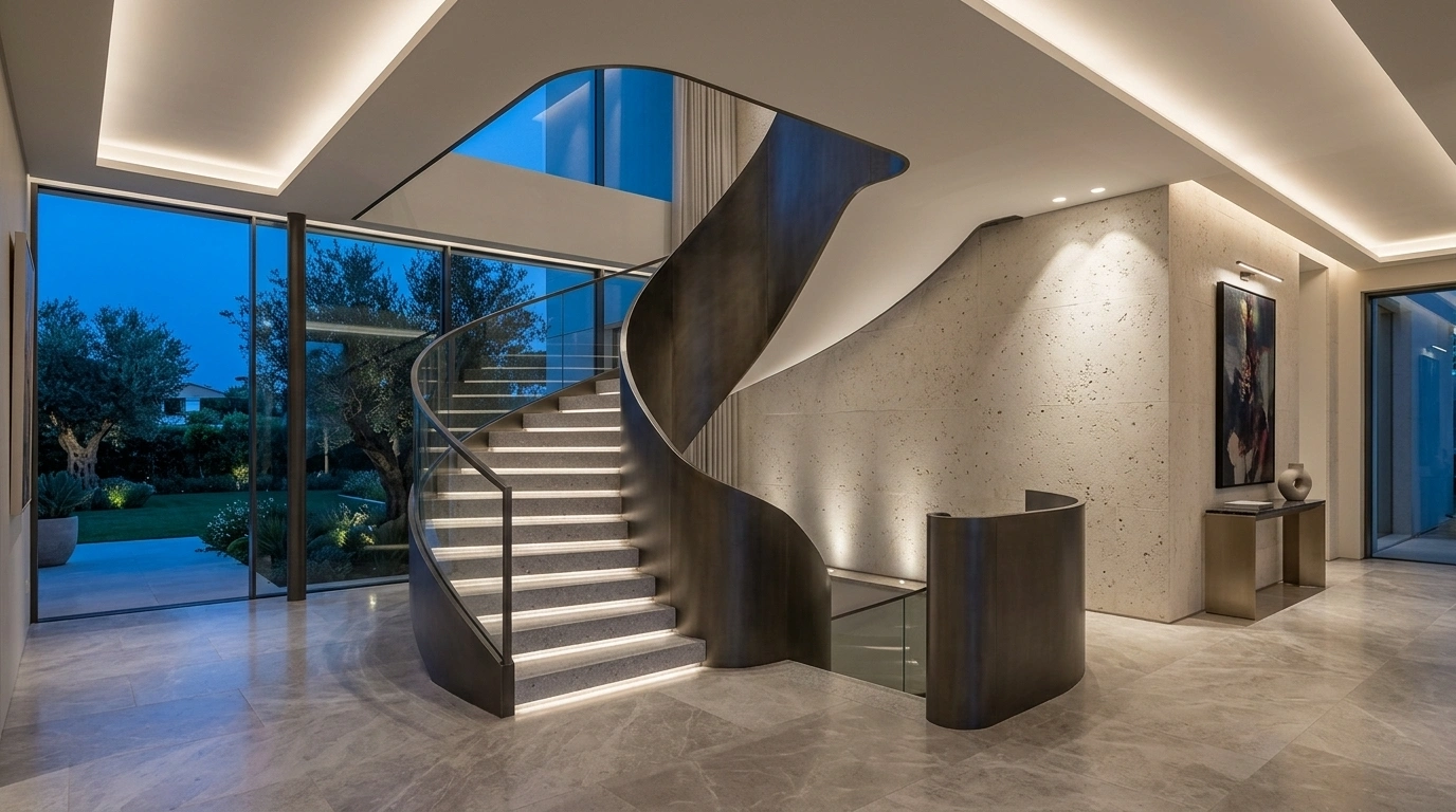 Architectural Lighting In Luxury Villa Entrance Hall