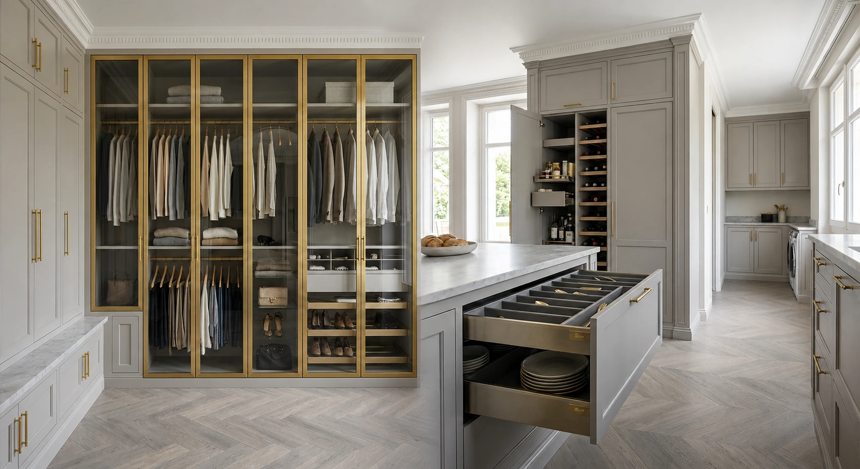 Luxury European Custom Walk-In Closet And Kitchen Cabinetry