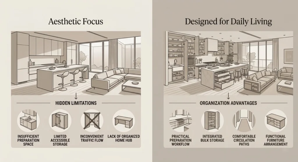 Modern Interior Design Comparison Aesthetic Focus Vs Daily Living Functionality