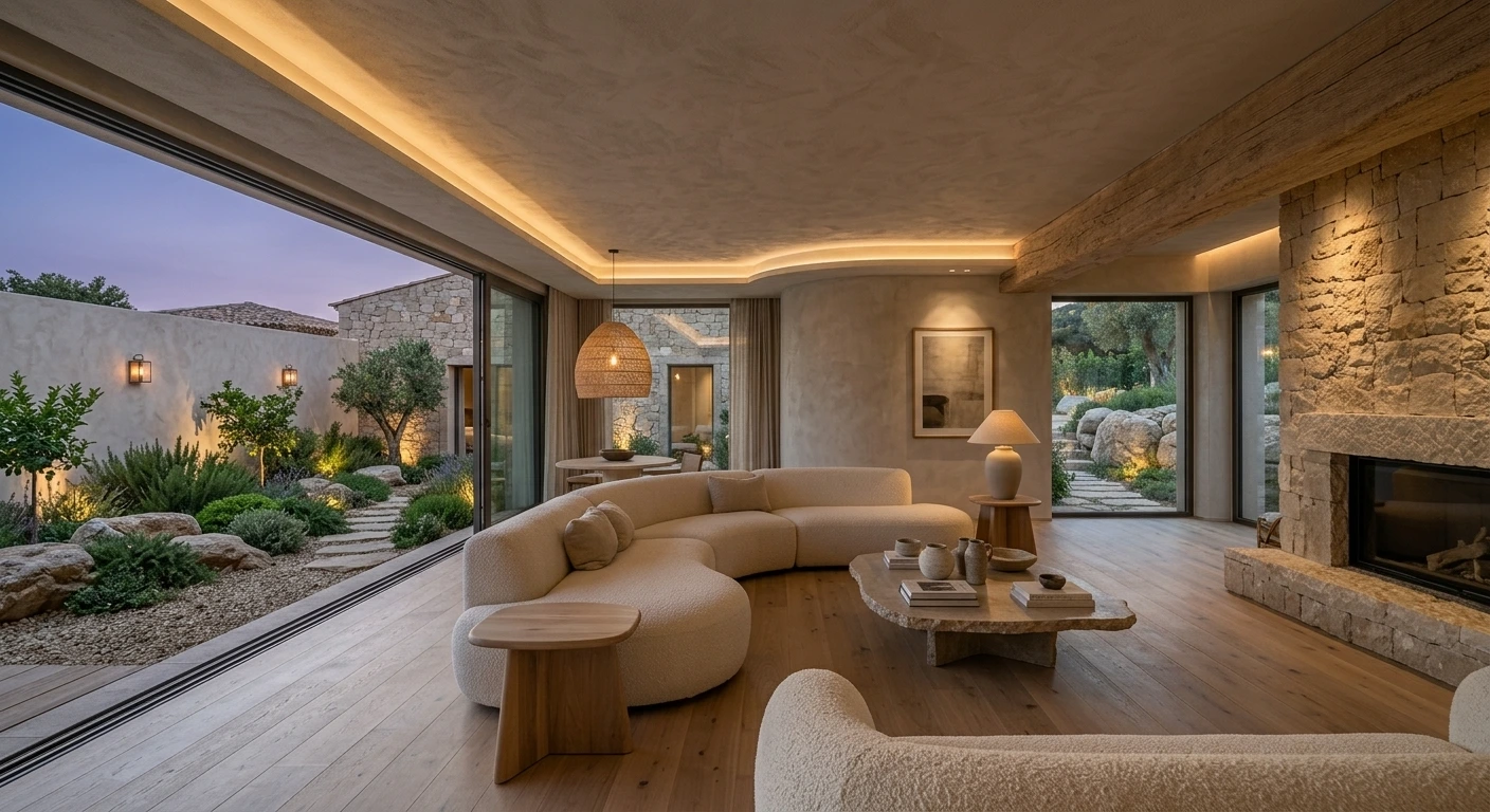 Organic Modern Luxury Villa Living Space & Private Garden