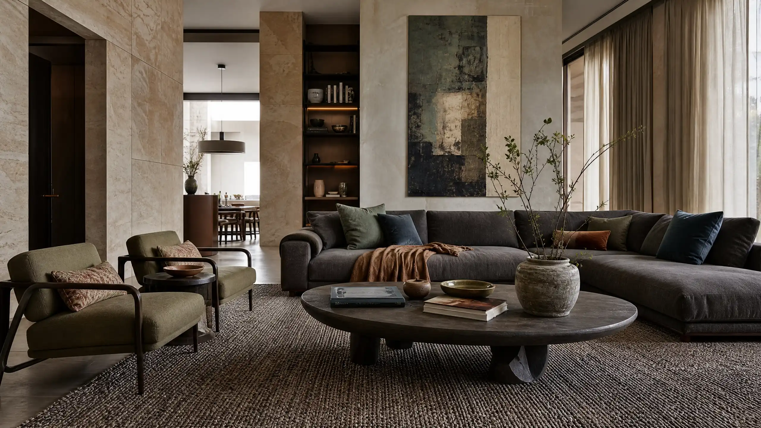 Luxury Villa Living Room Soft Furnishings