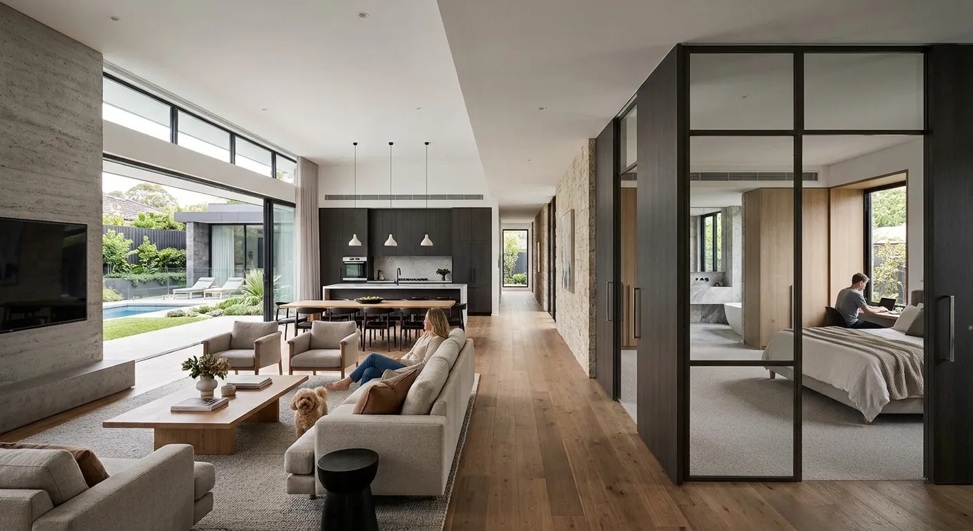 Modern Villa Zoning Open Living & Bedroom Suite