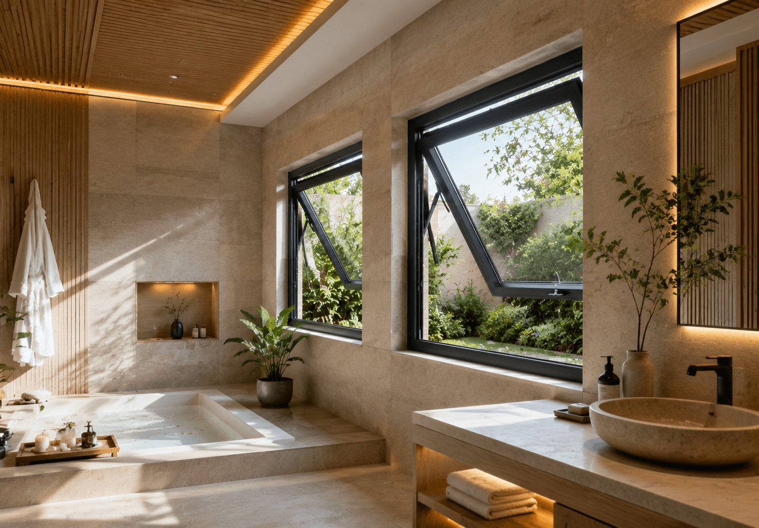 Awning Windows in Luxury Villa Spa Room
