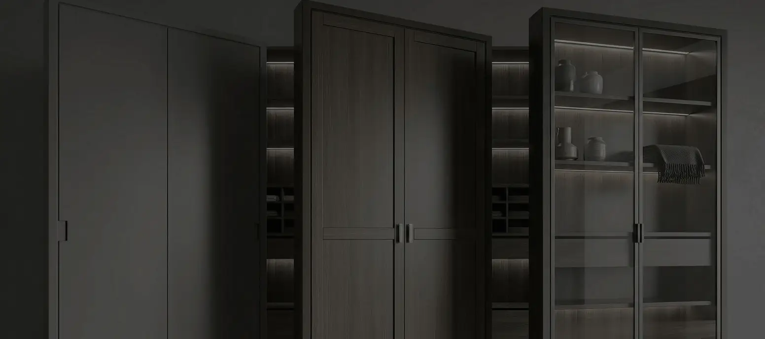 Dark modern custom cabinets with lighting