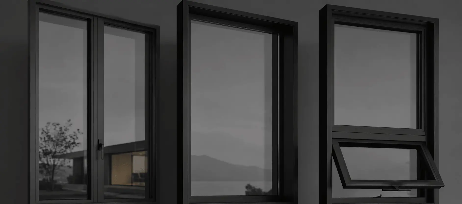 Modern black aluminum window systems