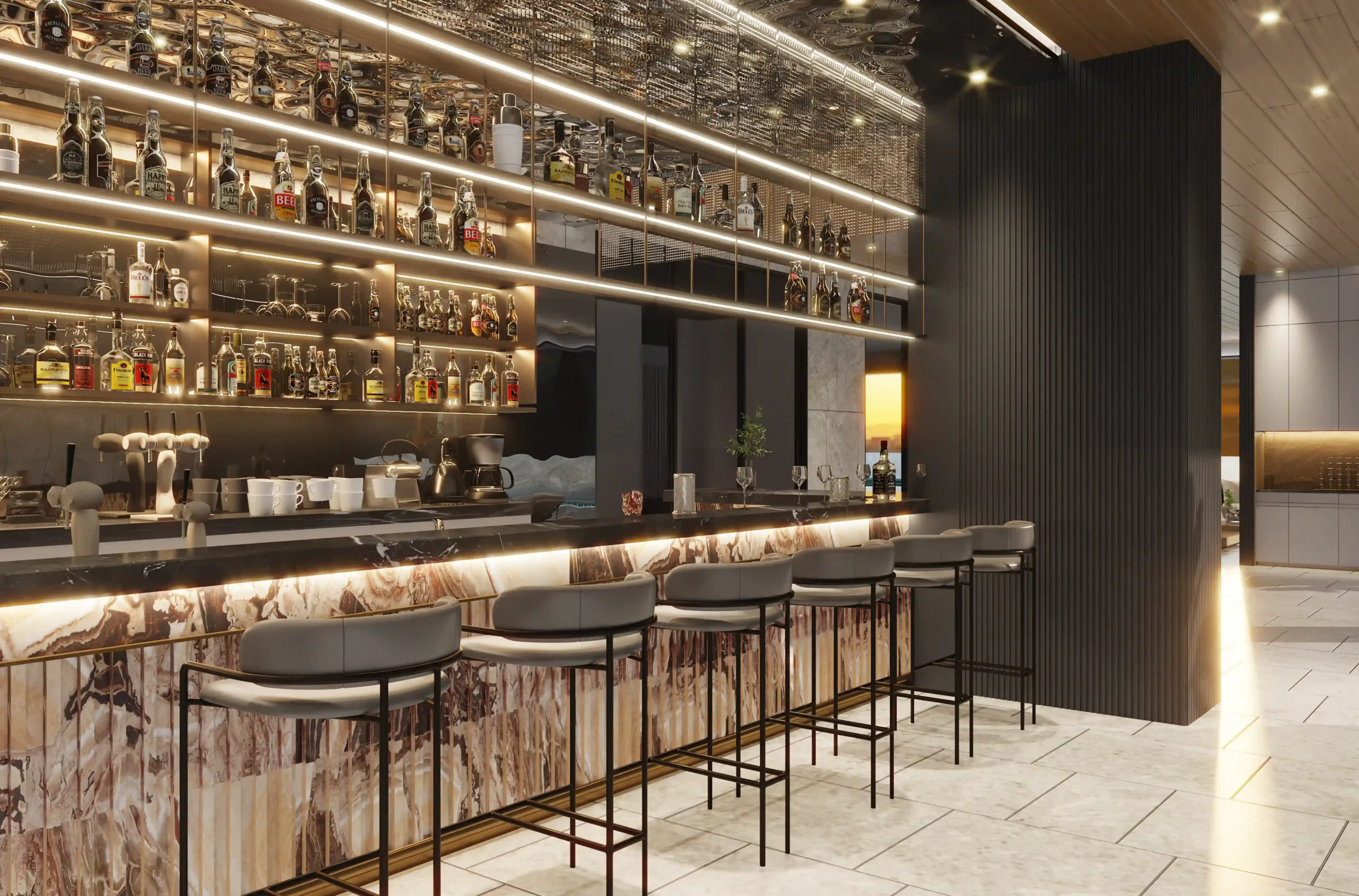 Backlit Bar Interior