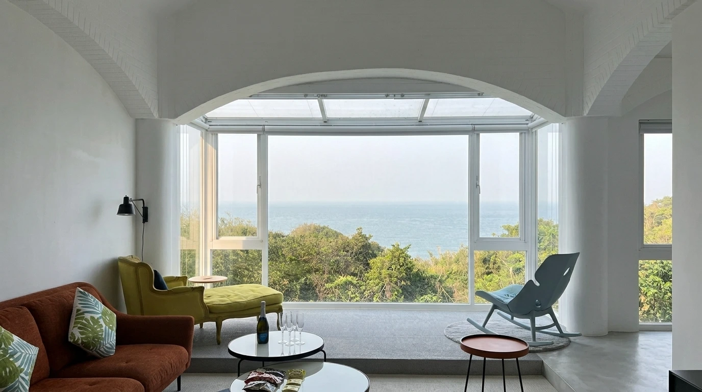 Floor-To-Ceiling Panoramic Window For Modern Living Room