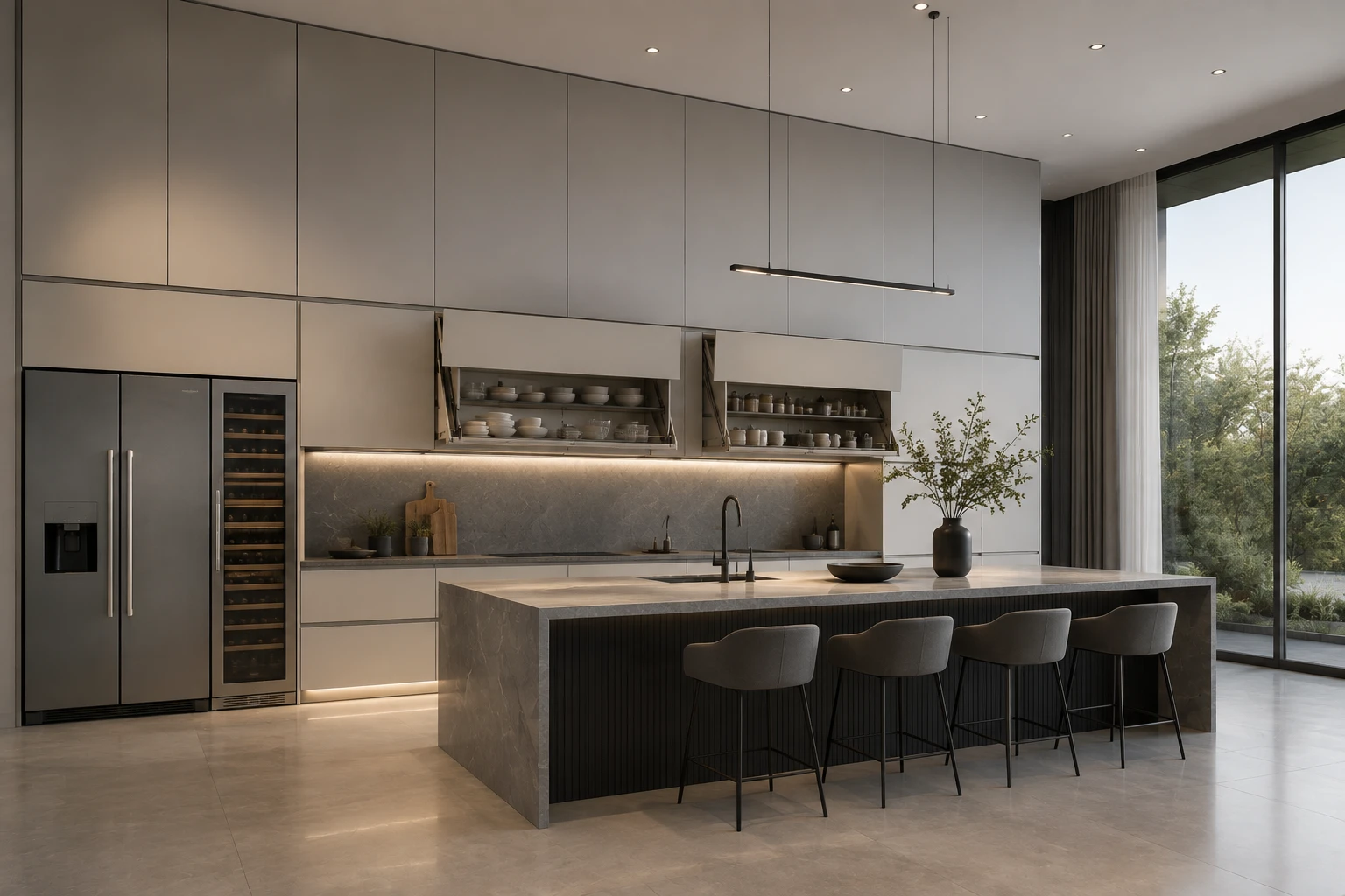 Full-Height Custom Gray Cabinetry