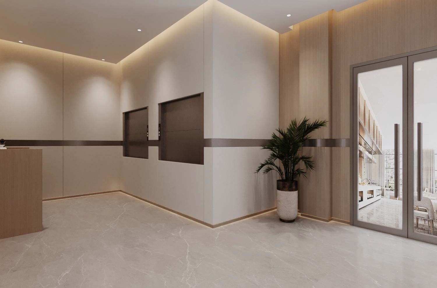 Holding Kitchen Entrance With Dumbwaiters