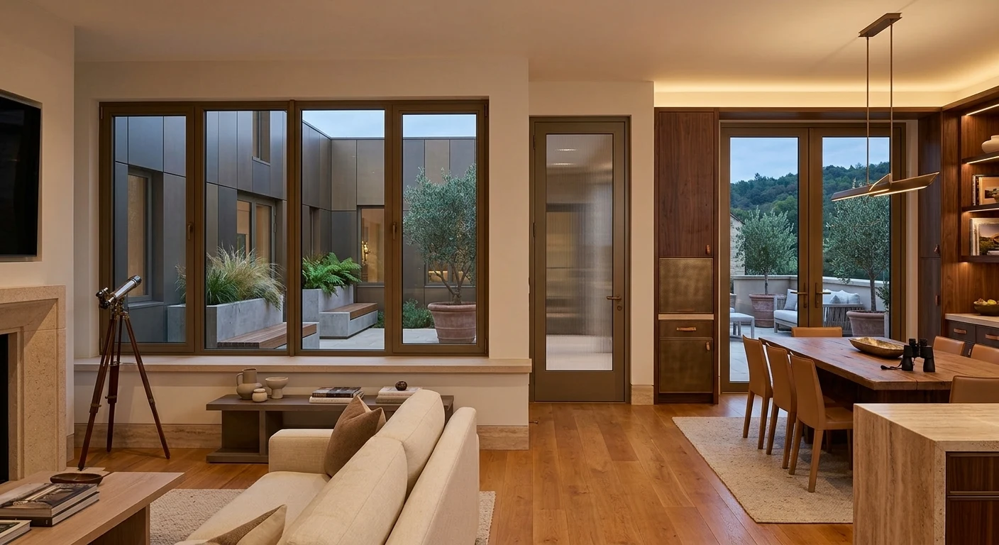 Warm Bronze Aluminum Windows And French Doors