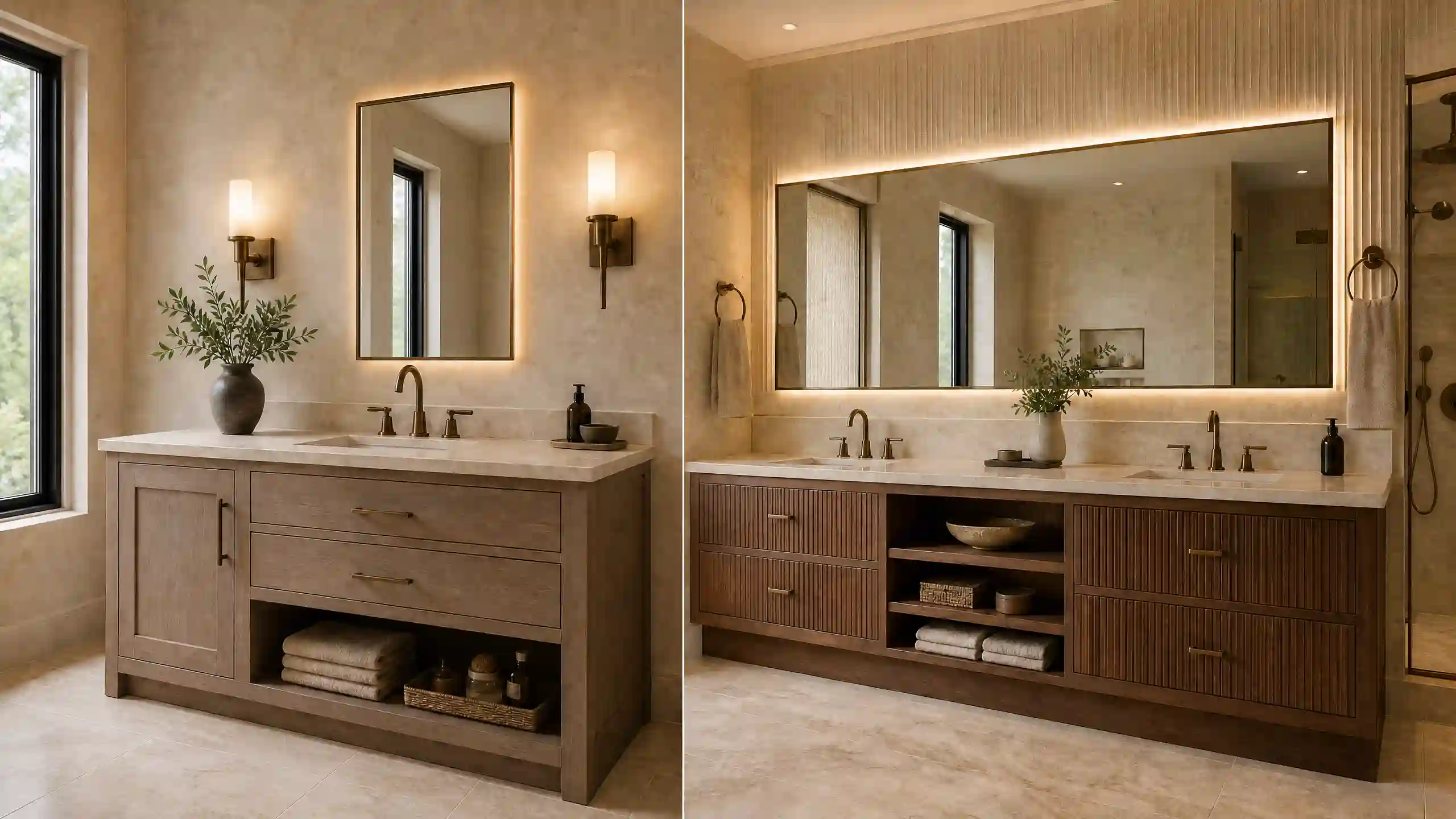 Luxury Bathroom Interior Comparison Single Vanity And Double Vanity