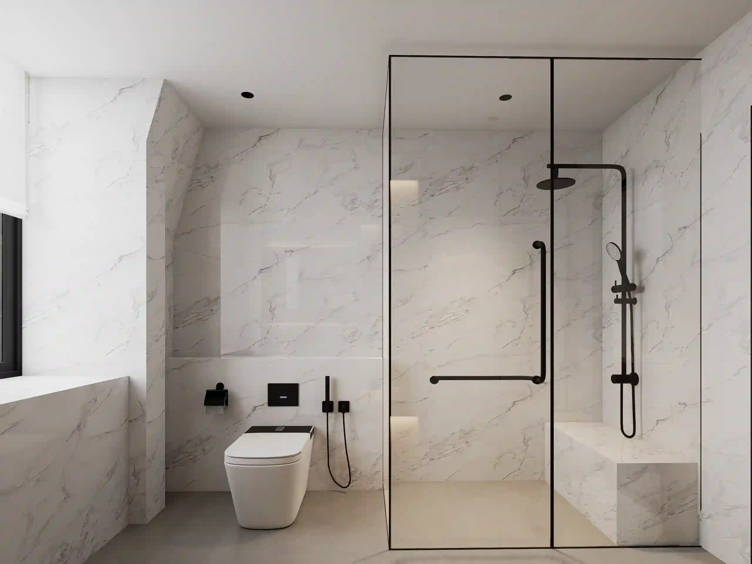 White Marble Shower