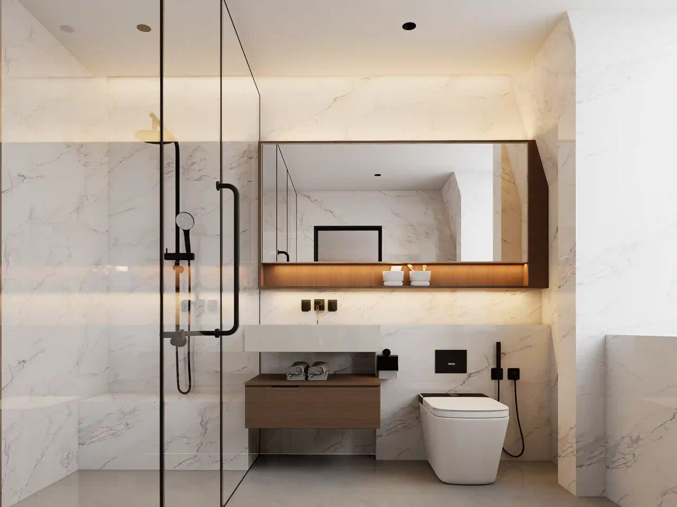 Glass Shower & Smart Toilet